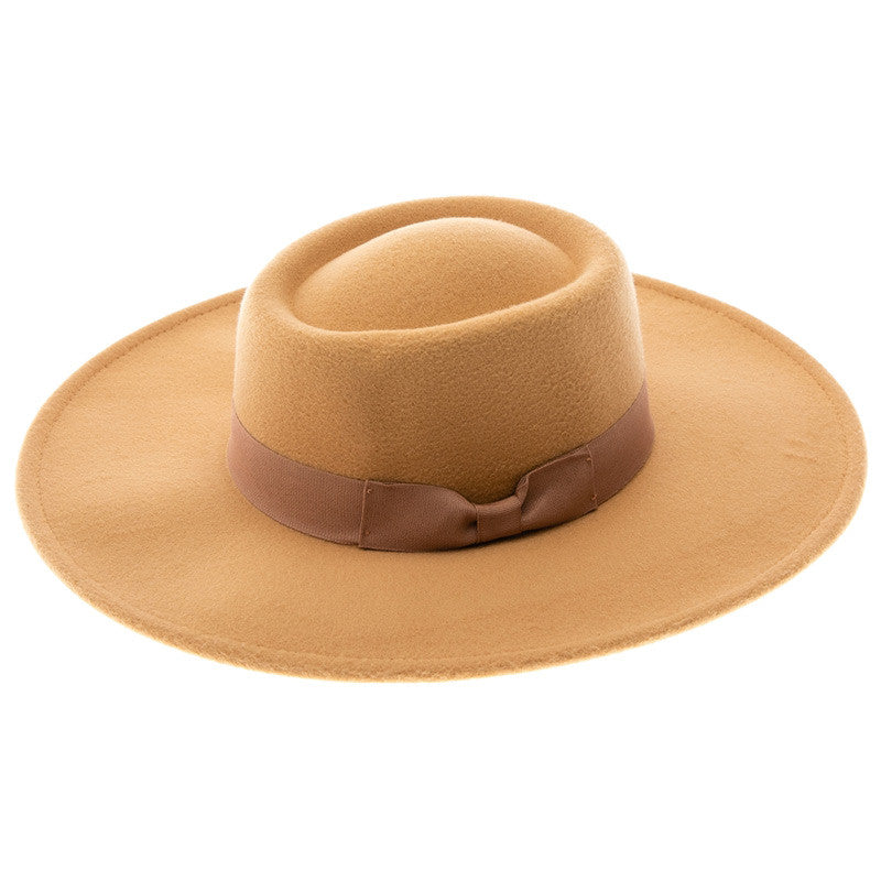 DNMC | Large Brim Vegan Felt Boater Hat | Hats Unlimited Adjustable / Dark Taupe Female