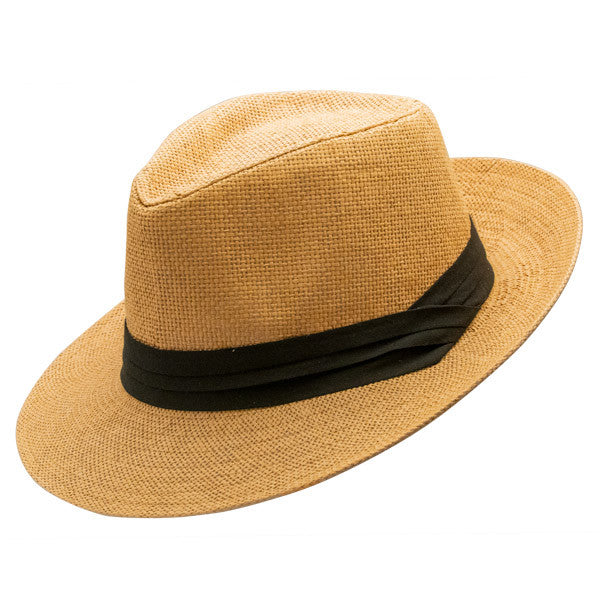 Straw Fedora Hats for Men with Fashion Feather (Large, Off White)