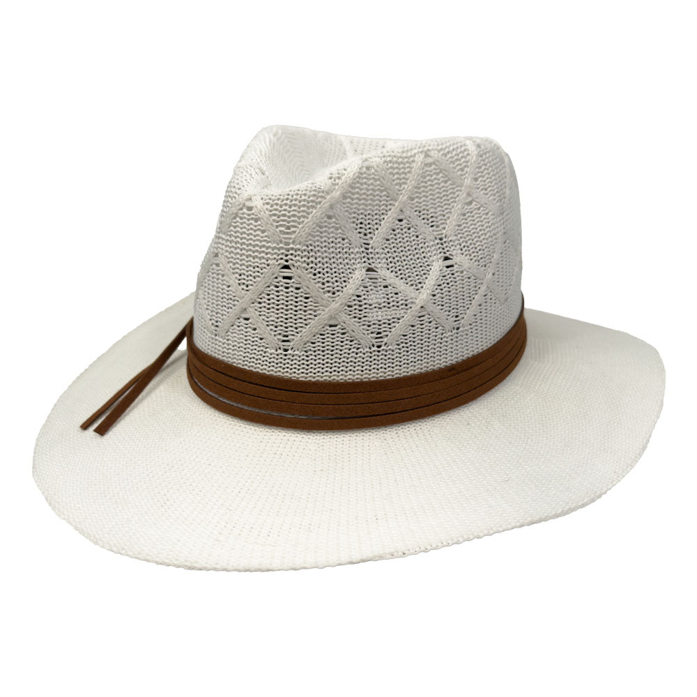 Saint-Martin-SM2754-White-Knitted-Safari-Fedora-style