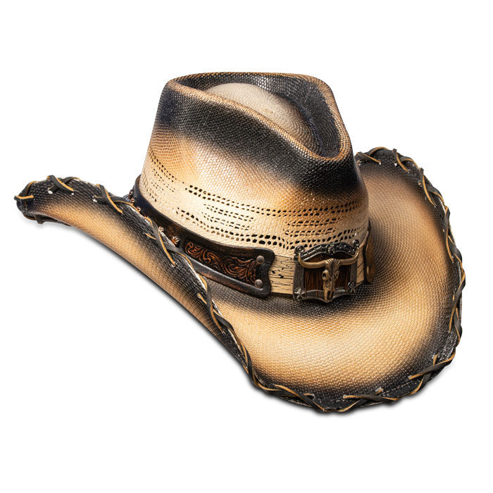 Stampede Hats | Tea Stained Long Horn Cowboy Hat | Hats Unlimited Tea / XL unisex